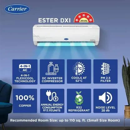 Carrier 14K ESTER DXi INVERTER R32 SPLIT AC_CAI14ES5R32F0 1.2 Ton, 5 Star,  Inverter Compressor,  Split Air Conditioner
