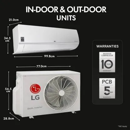LG RS-Q19RNZE 1.5 Ton, 5 Star,  Inverter Compressor,  Split Air Conditioner