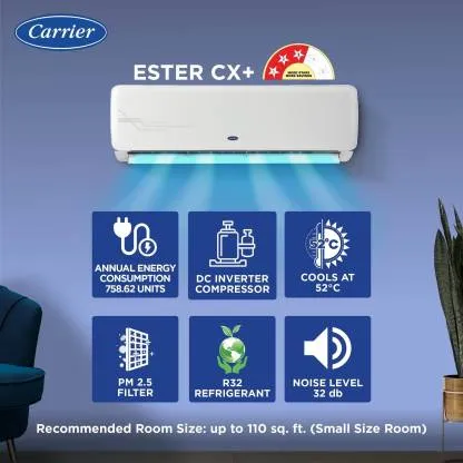 Carrier 12K 3 STAR ESTER Cx+ SPLIT AC 1 Ton, 3 Star,  Air Purification,  Split Air Conditioner
