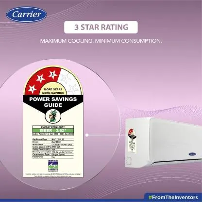 Carrier 12K 3 STAR ESTER Cx+ SPLIT AC 1 Ton, 3 Star,  Air Purification,  Split Air Conditioner