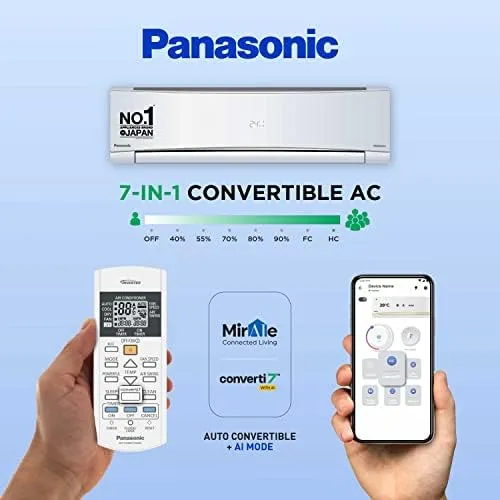 Panasonic CS/CU-NU24YKY4W 2 Ton, 4 Star, Copper Coils, Inverter Compressor, Air Purification, Smart, Split Air Conditioner
