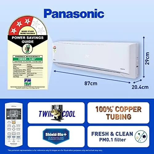 Panasonic CS/CU-SU18YKYWT 1 Ton, 3 Star, Copper Coils, Inverter Compressor, Air Purification, Smart, Split Air Conditioner