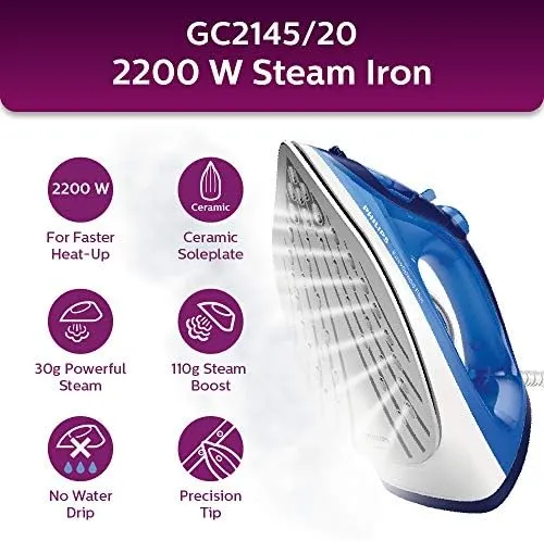 Philips GC2145/20 2200 W, Steam Iron Press