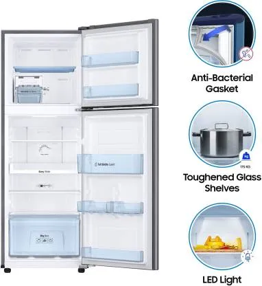 Samsung Gray silver, RT28A3032GS/HL 253 L, Double Door, 2 Star, Frost Free, Refrigerator