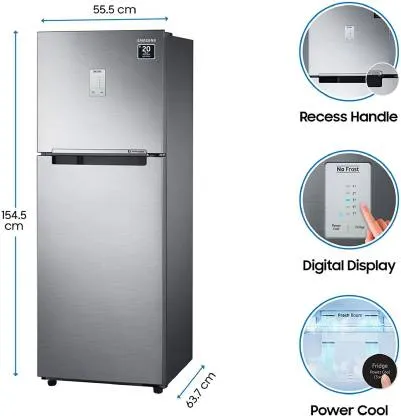 Samsung Elegant Inox, RT28A3453S8/HL 253 L, Double Door, 3 Star, Frost Free, Refrigerator
