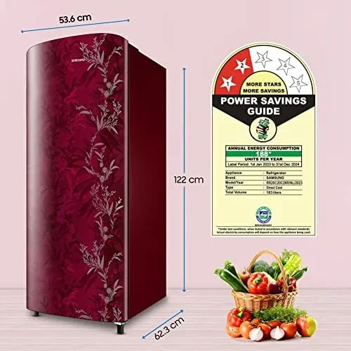 Samsung RR20C20C26R/NL 183 L, Single Door, 2 Star,  Direct Cool, Refrigerator