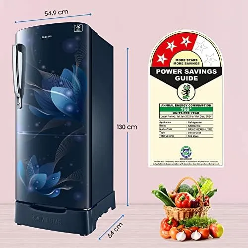 Samsung RR20C1823U8/HL 183 L, Single Door, 3 Star,  Direct Cool, Refrigerator
