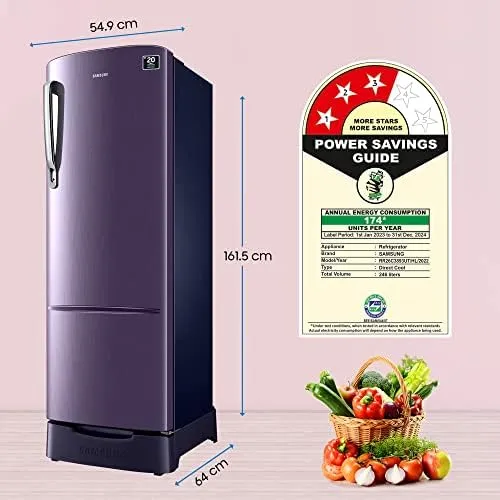 Samsung RR26C3893UT/HL 246 L, Single Door, 3 Star,  Direct Cool, Refrigerator