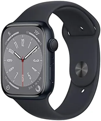Apple Watch Series 8 [GPS 45 mm] Smart Watch w/Midnight Aluminium Case with Midnight Sport Band. Fitness Tracker, Blood Oxygen & ECG Apps, Always-On Retina Display, Water Resistant 1.77 Inch, Bluetooth Calling, Voice Assistant Smartwatch