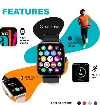 alt OG Max with 1.8InchHD Display, BT Calling and AI Voice assistant 1.8 Inch,  Bluetooth Calling, Voice Assistant Smartwatch