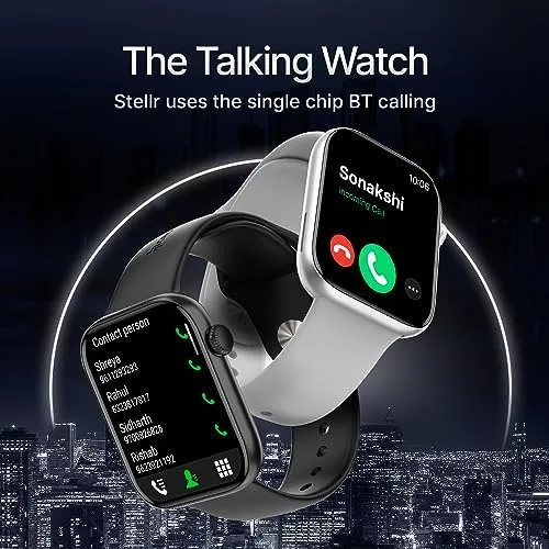 Crossbeats CB-Stellr- Silver 2.01 Inch,  Bluetooth Calling, Voice Assistant Smartwatch