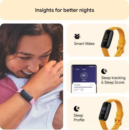Fitbit Inspire 3 Health & Fitness Tracker (Morning Glow / Black) 0.63 Inch, Smartwatch