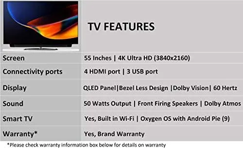 OnePlus 55Q1IN 55 inch, Ultra HD (4K), Smart, QLED TV