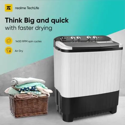 Realme techlife RMSA805NNNDW 8 kg, Semi-Automatic, Top-Loading Washing Machine