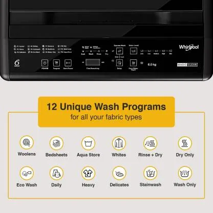 Whirlpool MAGIC CLEAN 6.0 GENX GREY 5YMW 6 kg, Fully-Automatic, Top-Loading Washing Machine