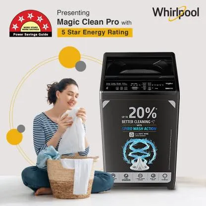 Whirlpool MAGIC CLEAN 7.0 GENX GREY 5YMW 7 kg, Fully-Automatic, Top-Loading Washing Machine