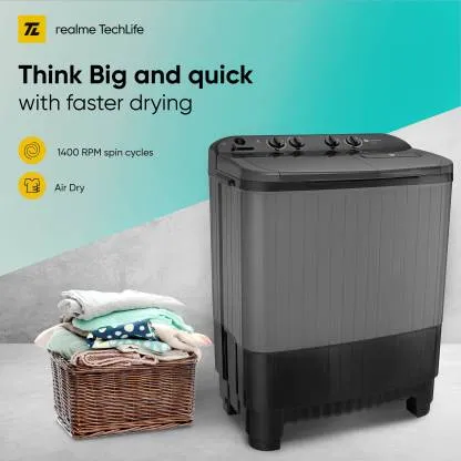 Realme techlife RMSA855NNNDG 8.5 kg, Semi-Automatic, Top-Loading Washing Machine
